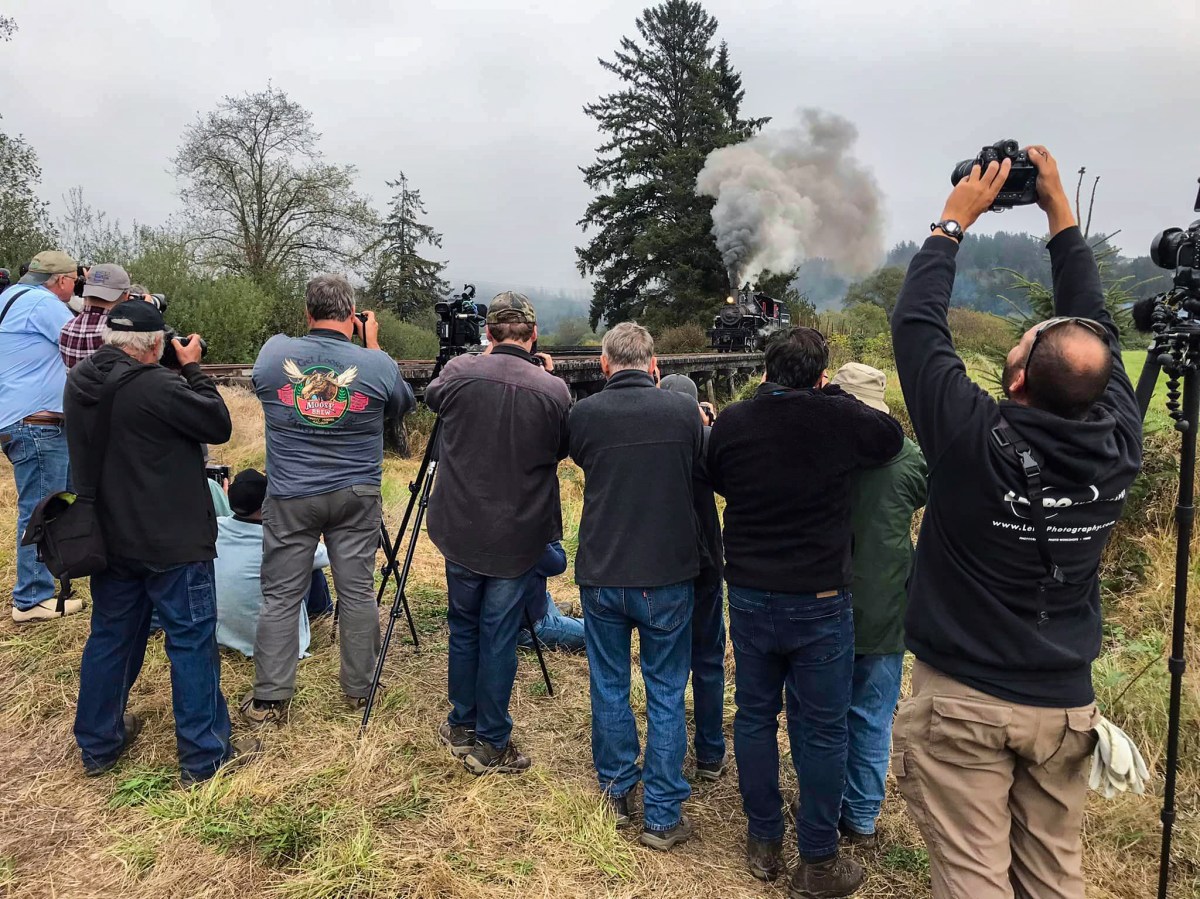 a group of people standing in the grass