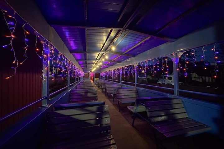 a purple light in a room